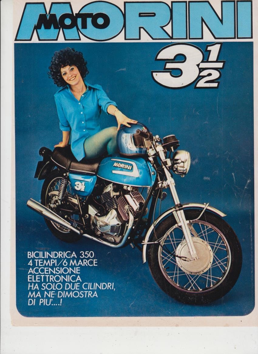 advertising Pubblicità-MOTO MORINI 3 1/2 1975-MOTOITALIANE EPOCA-MOTOSPORT