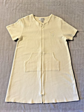 Miss Elaine Size L Buttery Yellow Short Sleeve Robe Housecoat Full Zip Pockets