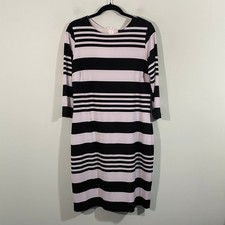 Karen Kane Women Black & White Striped Jersey Dress Size XL Made In USA 
