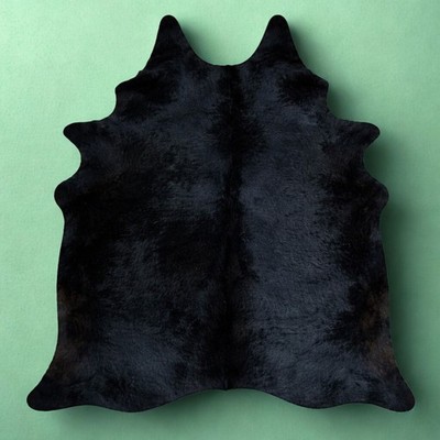 Natural Black Cowhide Rug   Genuine Hair-On Leather Cow Hide