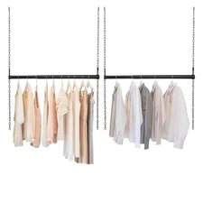 Hanging Closet Rod, 18-46" Adjustable Width and Height Hanging Closet Organiz...