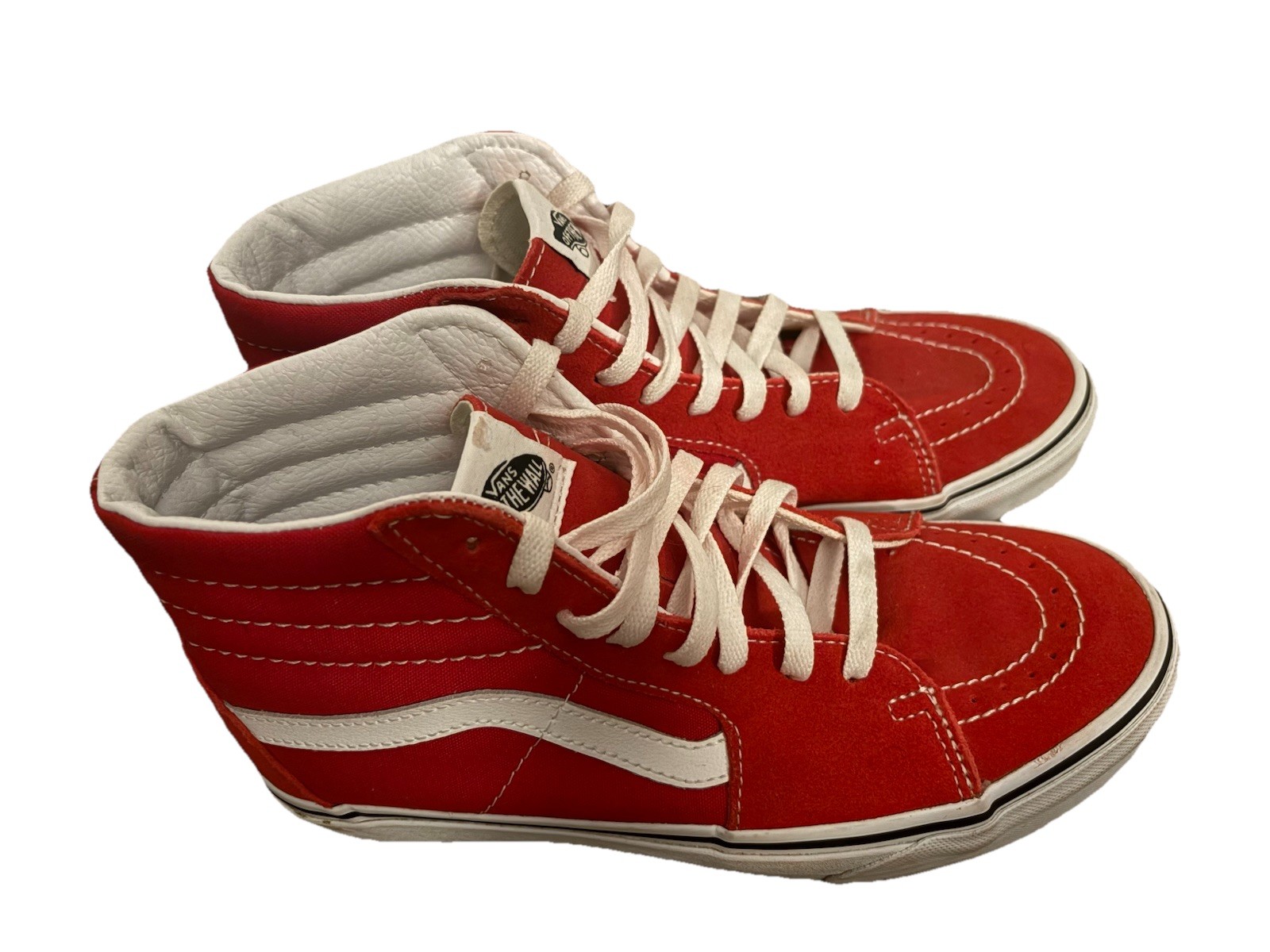 VANS Sk8-Hi Red White High Top Lace Up Sneakers Suede Canvas Men's