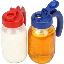 2 Pack Regular Mouth Mason Jar Lids with Handle, Airtight & Leak-proof Seal, ...