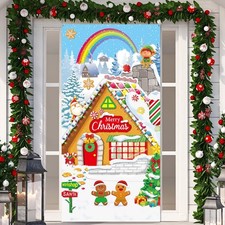 Tiamon Christmas Gingerbread House Door Cover Decoration - Gingerbread Door B...