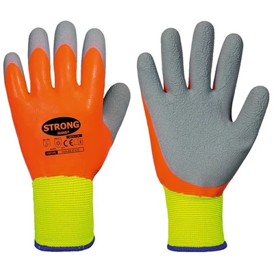 STRONGHAND® DOUBLE ICE, Winterhandschuh, Polyester, vollbeschichtet, orange/grau