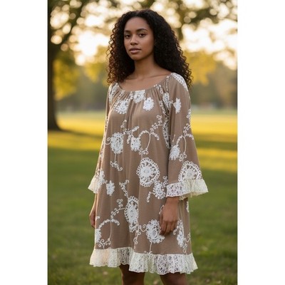 chinese dress ladies Floral Lace Silk Tunic Dove Dove / Xs