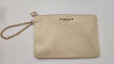 COACH Fragrance Gold Shimmer Logo Toiletry Pouch Bag Gold Chain