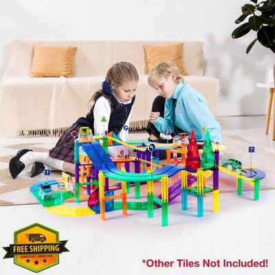 PicassoTiles 12pc Race Track Add-On Magnetic Blocks