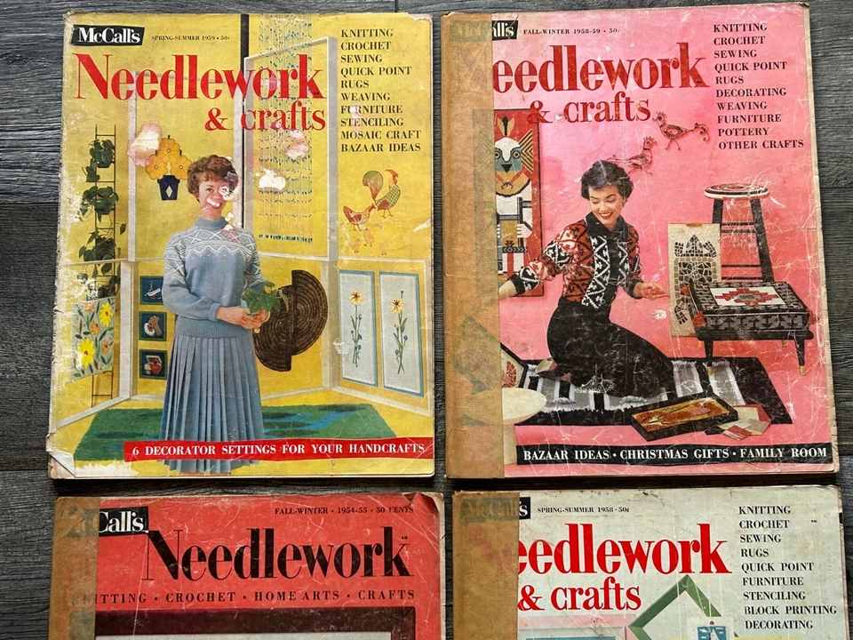 McCall's Magazine NEEDLEWORK 1954 1955 1958 1959 4pc Lot Knitting Crochet Crafts - Image 3 of 4