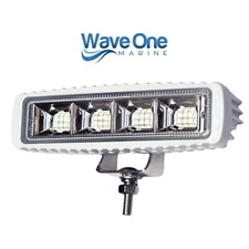 Wave One Marine | High Lumen | WHITE Spreader Boat Flood Deck Light | Stainless