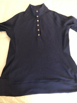 EP Pro Long Sleeve Snap Pullover. Sz S Navy Blue Silver Buttons NWOT