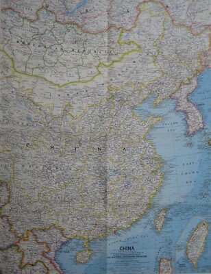 1964 Map CHINA Shanghai Beijing Nanjing Hunan Chengdu Guangzhou Hong Kong Fujian