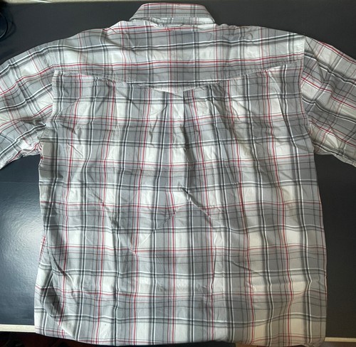 Roper Button Shirt Mens Sz Large Short Sleeve Purple Gray Red Plaid Western - Picture 2 of 5