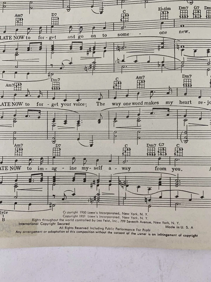 Sheet Music Too Late Now recorded The De Castro Sisters on Abbott Records   PA-9 - Image 4 of 4