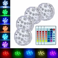 Underwater Submersible LED Lights RGB Remote Control Battery Operated Waterproof