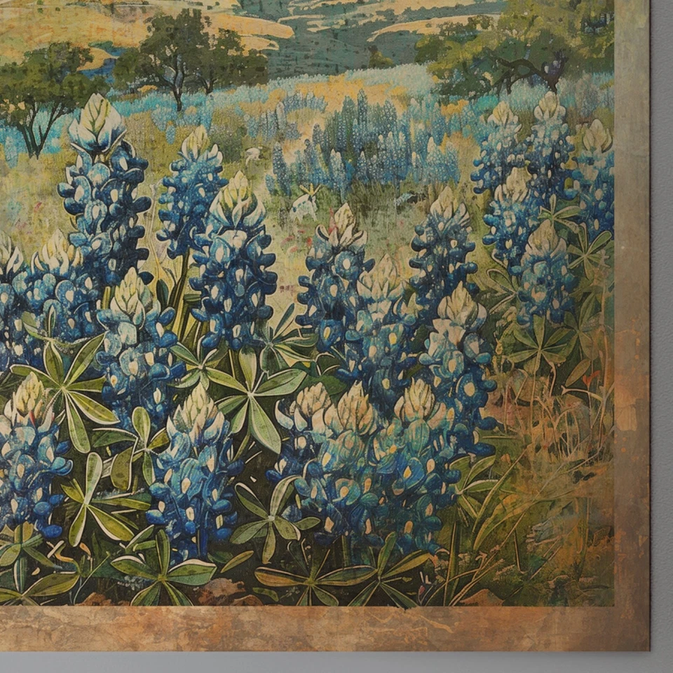 Póster de viaje vintage TEXAS BLUEBONNET, decoración floral botánica del estado Foto 3 de 4