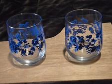 Vasos de vino sin tallo Cristar 2 piezas Mikonos azul floral 16 oz utensilios de cocina utensilios de bar