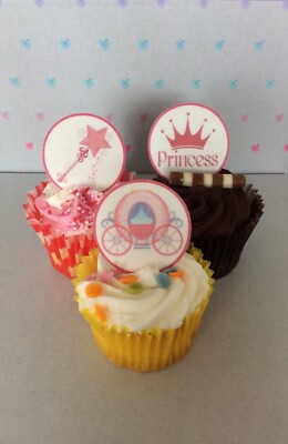 Morndew 24 PCS Glitter Princess Crown Cupcake Toppers | Pink Party Decor For Birthdays & Showers