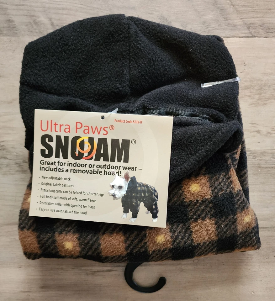 Ultra Paws SnoJam Buffalo 格子抓绒狗套装黑色/TAUPE 尺寸 XL 全新带标签 — 第 2/4 张图片