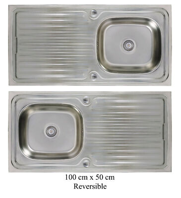 Edelstahl Einbauspüle 50 x100 cm mit 1 Becken Reversible 