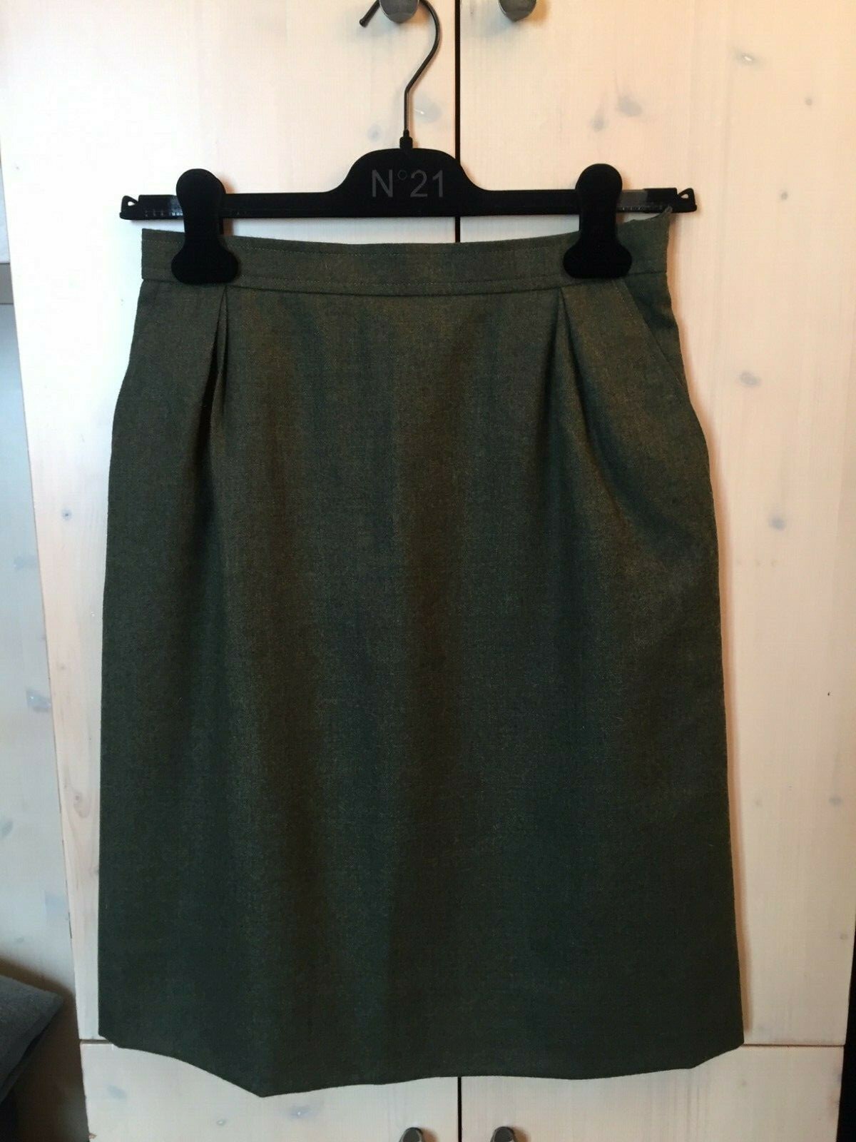 YVES SAINT LAURENT YSL LUSSO GONNA MIDI LANA TASCHE ZIP VERDE ORIGINALE 40 FR