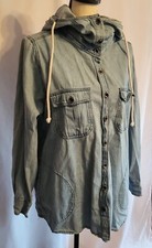 Vintage Womens Hooded Denim Anorak Jacket Par...