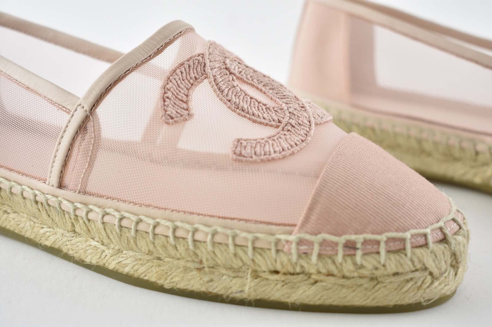 chanel mesh grosgrain espadrilles