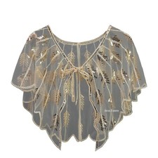 Lady Retro Sequin Beaded Shawl Vintage Flapper Wraps Gatsby Flapper Bolero-PJ13