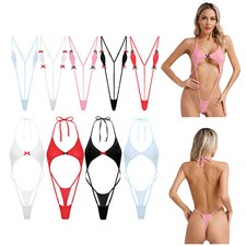 Womens Thong Bikini Sling Shot Suspender Micro Lingerie Swimwear Teddy Bodysuit
