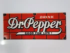 Vintage Drink Dr. Pepper Soda Porcelain Enamel Sign (24"x10") RELIST