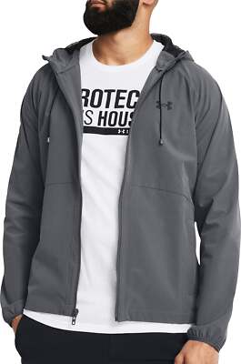 Under Armour Stretch Woven Windbreaker Mens Running Jacket Grey