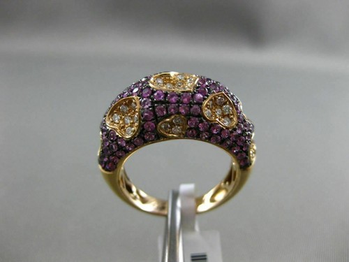 ESTATE 1.69CT DIAMOND & PINK SAPPHIRE 18KT 2 TONE GOLD 3D MULTI HEART LOVE RING - Picture 12 of 12