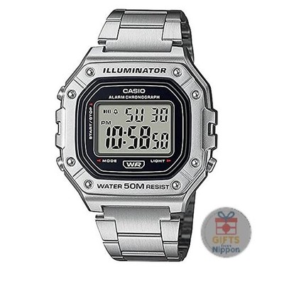 Casio W-218HD-1AV Men's Digital Watch Silver Stainless Steel Band 5ATM Water Re