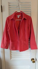 Coldwater Creek Small Orange Pink Linen Blend Jacket Blazer Open Front