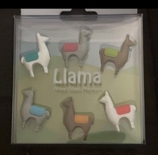 WORLD MARKET Set of 6 Silicone Llama Wine Glass Markers Party Favors