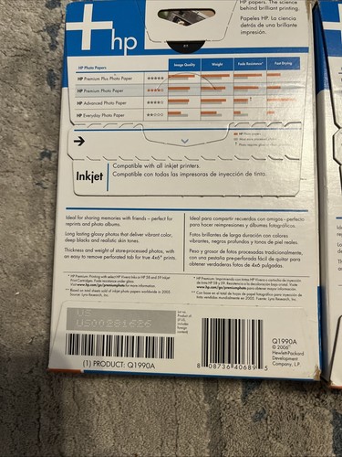 2 HP Premium Błyszczący atramentowy papier fotograficzny 4 x 6" 100 arkuszy w pudełku zapieczętowany NOWY - Zdjęcie 10 z 11