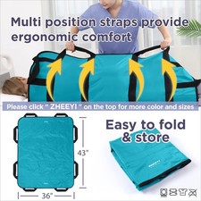 Positioning Bed Pad with Reinforced Handles 43" x 36" Peacock Blue