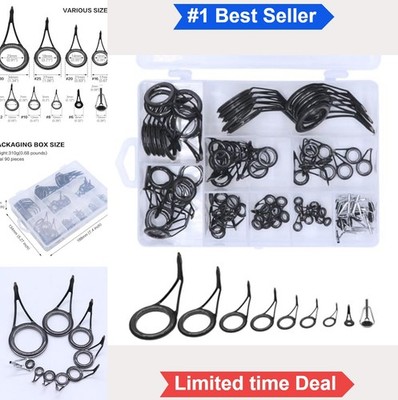 Fishing Rod Guide Tip Set 90pcs 9 Sizes Stainless Steel Ceramic Ring Spinning