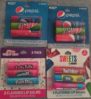 Flavored Lip Balm Variety Packs, 2 Pepsi Candyshop And Sweet By Hershey Lot 12