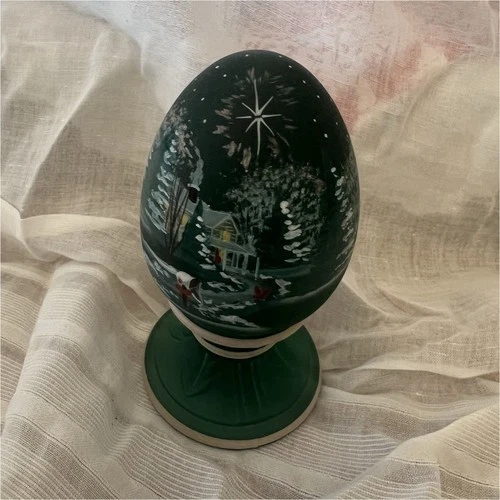 Fenton Hand Painted Glass Egg Figurine “Our Home is Blessed” Limited Edition