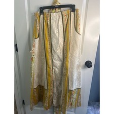 Vintage 70s Chetta Davis Skirt Floral Lace Prairie Boho Elastic Waist w Sash