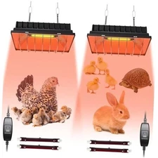 Heat Lamp for Chickens, Coop Heater for Chicks with 2pcs Heating 2PCs Black