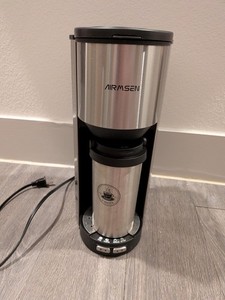 Coffee Maker with Travel Cup - AIRMSEN Single-serve Coffee Grinder and Brewer 
