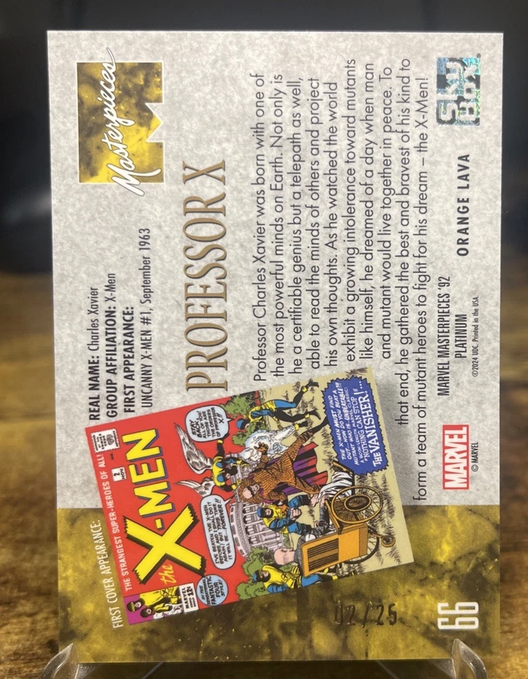 Professor X - 2024 Upper Deck Marvel Masterpieces '92 #66 Orange Lava /25 - Image 4 of 4