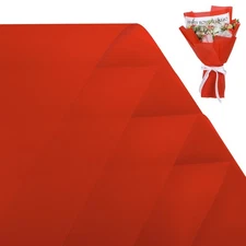 Flower Wrapping Paper 20 Sheets Waterproof Floral Bouquet Misty Red