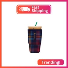 Sok It JavaSok Iced Coffee Cold Soda Insulated Neoprene Cup Sleeve Tartan Roy