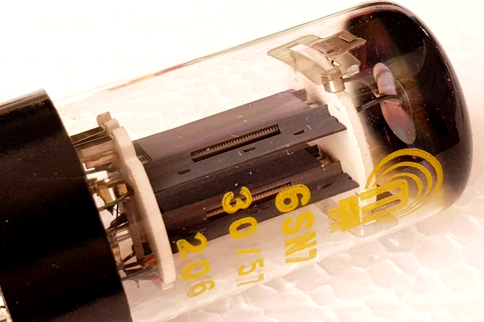 1 x 6SN7 RFT TESTED 1957y SINGLE FOIL GETTER CERAMIC 6H8C 6H8M 6SN7 ...