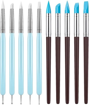 MOVSTRIKER 10Pcs Silicone Clay Sculpting Tools, Double-Ended Modelling Tools Set L