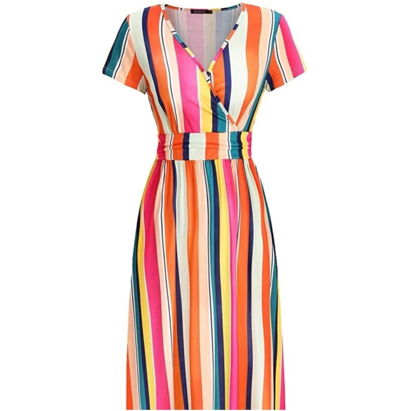 Ouges Womens Bright Striped Dress Size Small - image 7