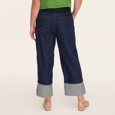 Women's High-Rise Straight Leg Wide Cuff Jeans kate spade new